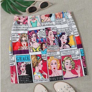 K Pop Kawaii PopArt Warhol Comic Print Mini Skirt